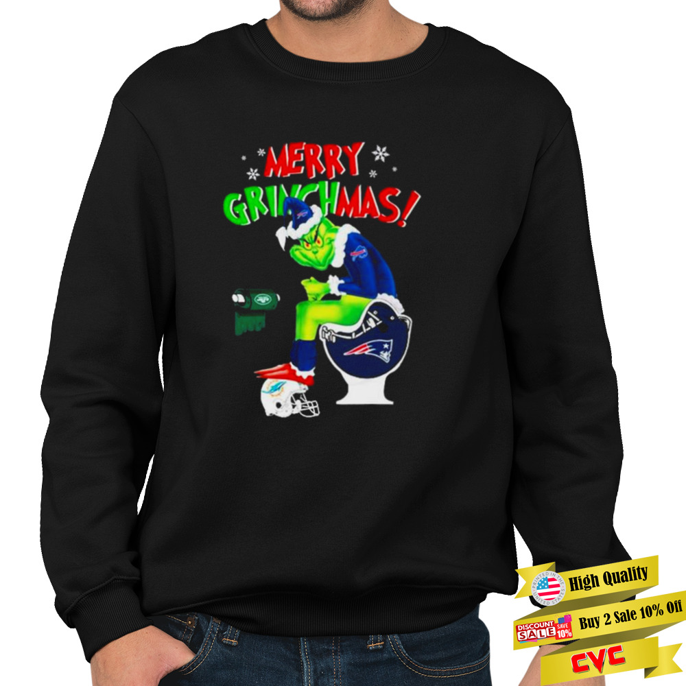 Merry Grinchmas Buffalo Bills Grinch New England Patriots and New York Jets toilet Paper shirt 5 Unisex Crewneck Sweatshirt