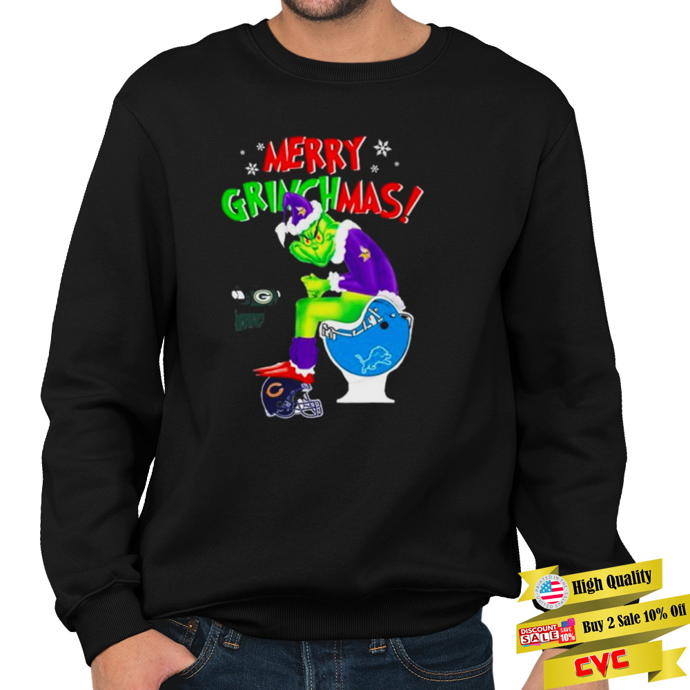 Merry Grinchmas Minnesota Vikings Grinch and Green Bay Packers toilet paper shirt 5 Unisex Crewneck Sweatshirt