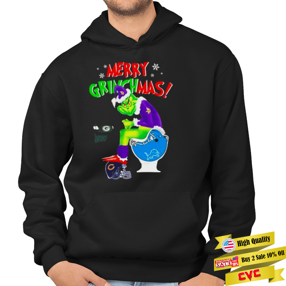Merry Grinchmas Minnesota Vikings Grinch and Green Bay Packers toilet paper shirt 4 Hoodie
