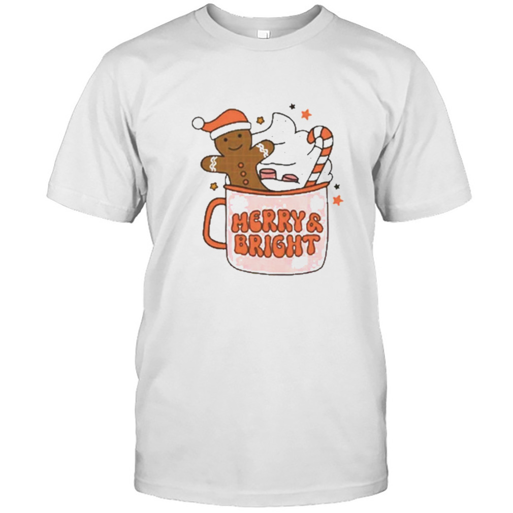 Merry and bright christmas coffee and cake t-shirt