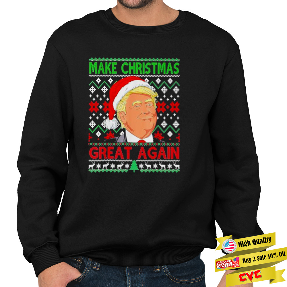 Santa Donald Trump make Christmas great again ugly Christmas shirt 5 Unisex Crewneck Sweatshirt