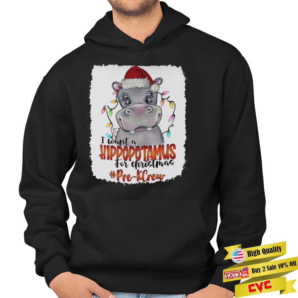 Santa Hoppo I Want A Hippopotamus For Christmas Pre-k Crew Light Shirt 4 Hoodie