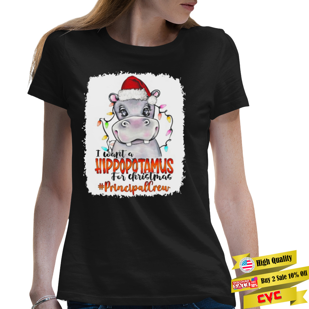 Santa Hoppo I Want A Hippopotamus For Christmas principal Crew Light Shirt 2 Premium Ladies Tee