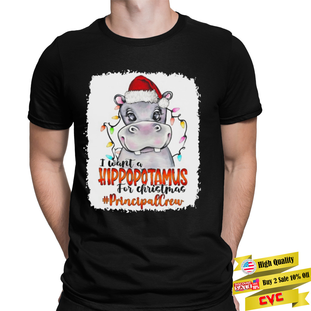 Santa Hoppo I Want A Hippopotamus For Christmas principal Crew Light Shirt 1 Unisex Tee