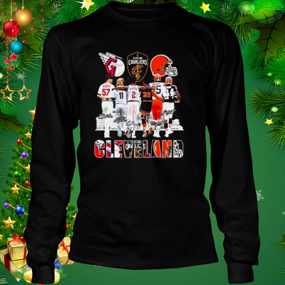 The Bieber Sexton Garrett and Chubb Cleveland Sports City signatures shirt 3 Longsleeve tshirt