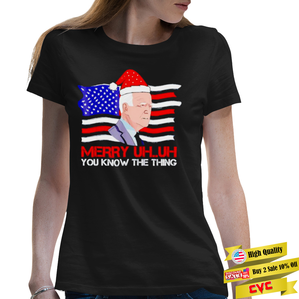 santa Joe Biden Merry uh uh you know the thing Christmas ugly pajama Xmas shirt 2 Premium Ladies Tee