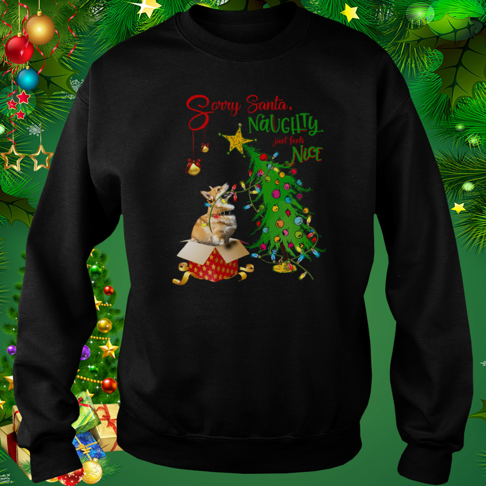 Corgi Sorry Santa Naughty Just Feels Nice Christmas Tree Light 4 Sweat tshirt