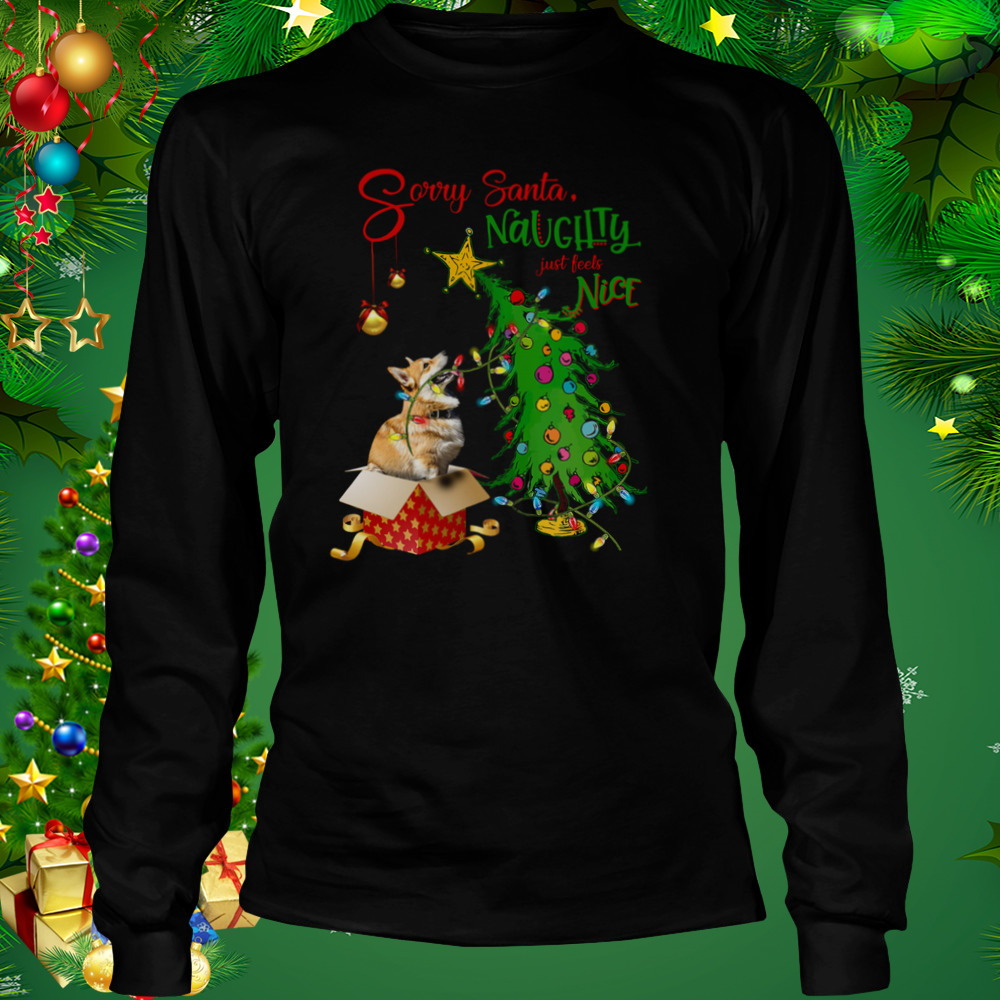 Corgi Sorry Santa Naughty Just Feels Nice Christmas Tree Light 3 Longsleeve tshirt