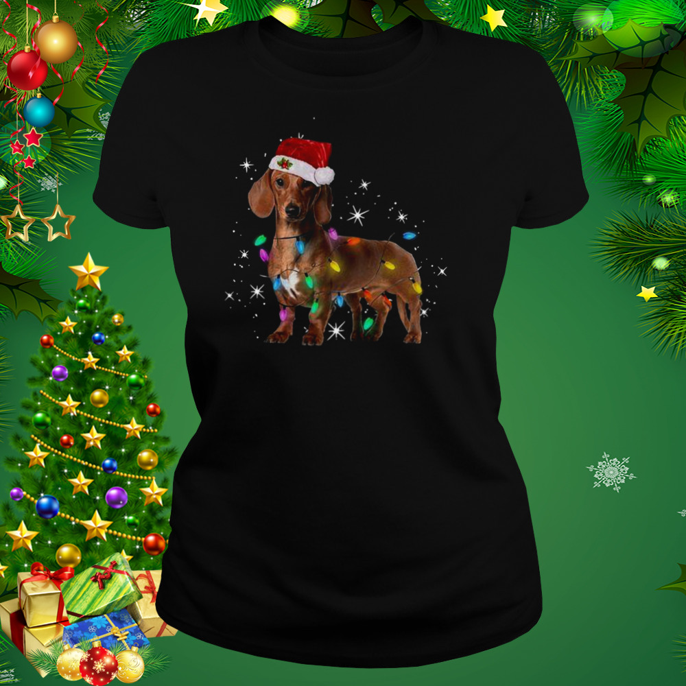 Dachshund Santa Christmas Light shirt 2 Women's tshirt