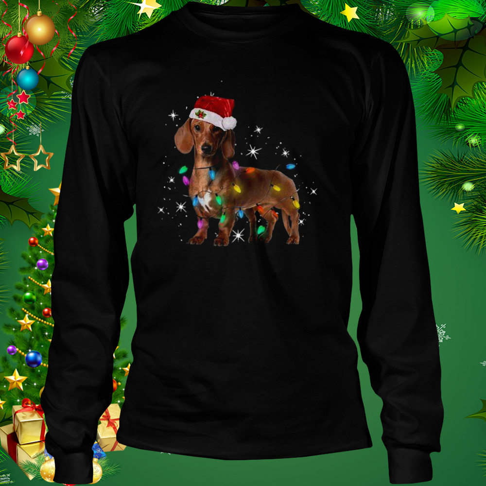 Dachshund Santa Christmas Light shirt 3 Longsleeve tshirt