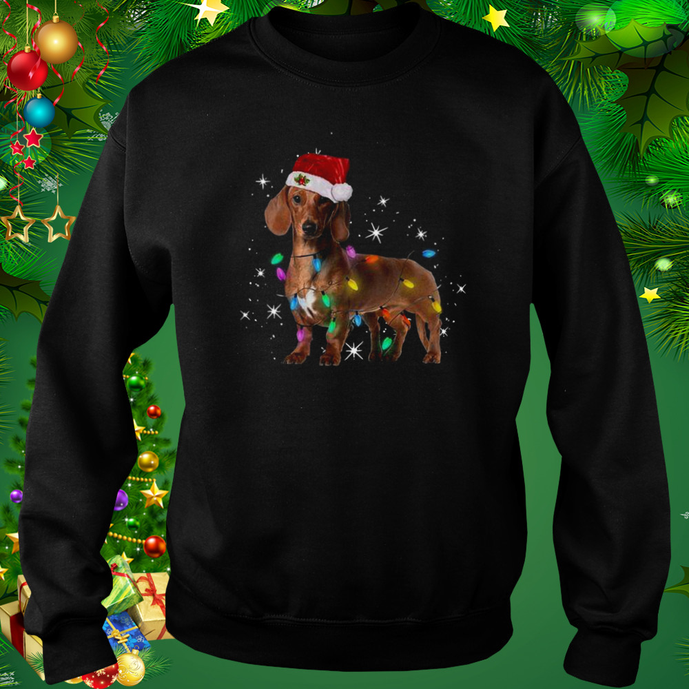 Dachshund Santa Christmas Light shirt 4 Sweat tshirt