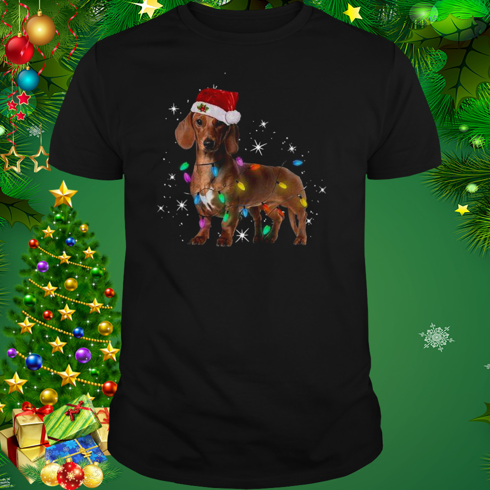 Dachshund Santa Christmas Light shirt 1 Unisex tshirt