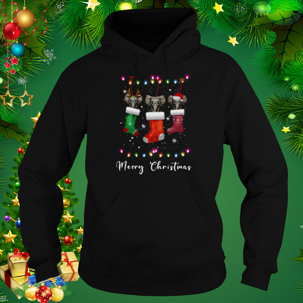 Elephant Santa Hat Sock Merry Christmas Light shirt 5 Hoodie tshirt