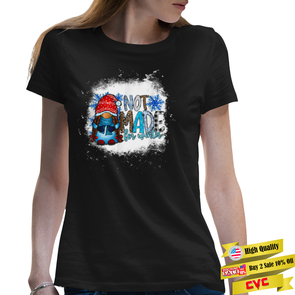 Leopard Plaid Winter Vibes Blue Gnome Snowflakes Christmas Shirt 2 Premium Ladies Tee