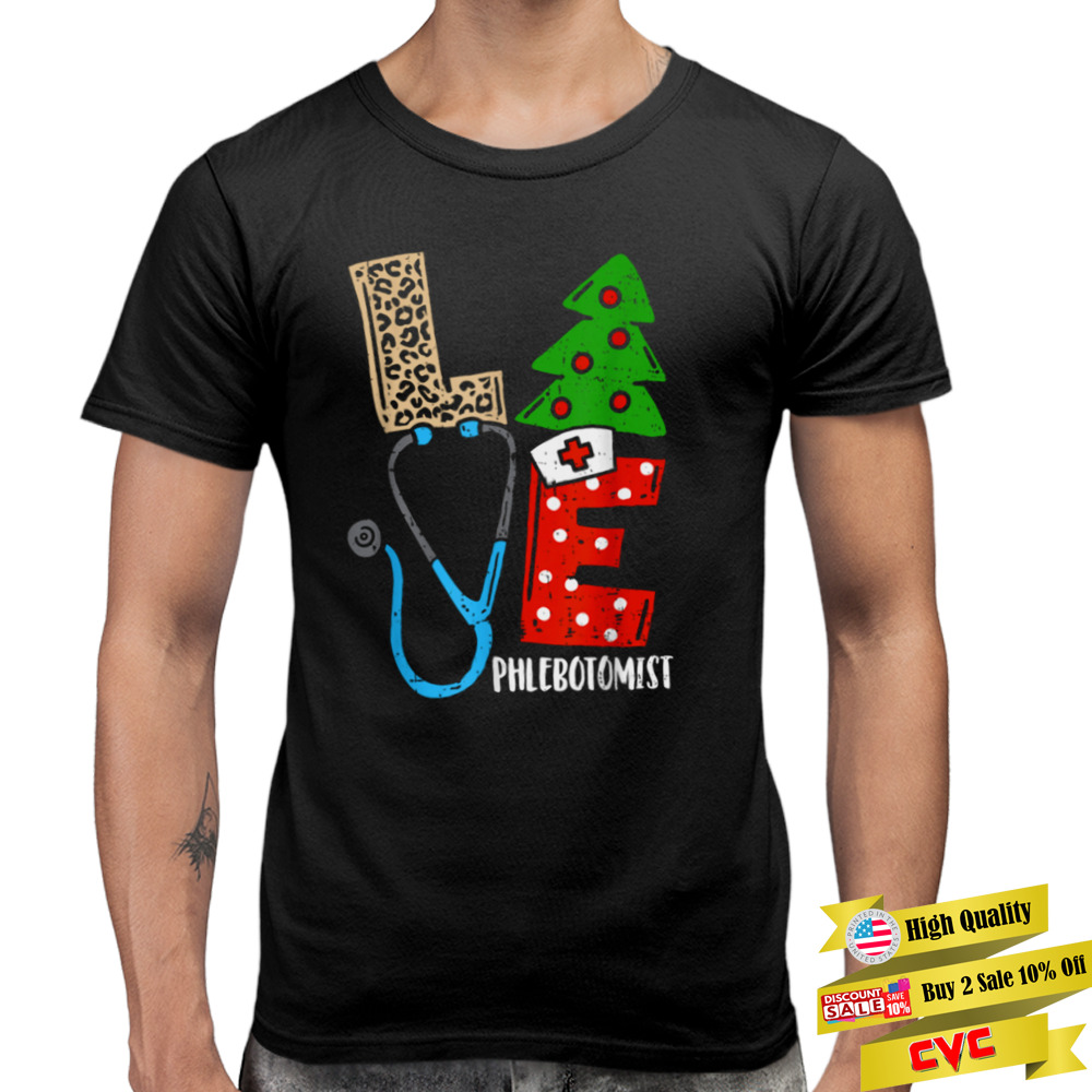 Love Stethoscope Snowflake Phlebotomist Christmas Scrub Xmas T Shirt 3 Premium Men Tee