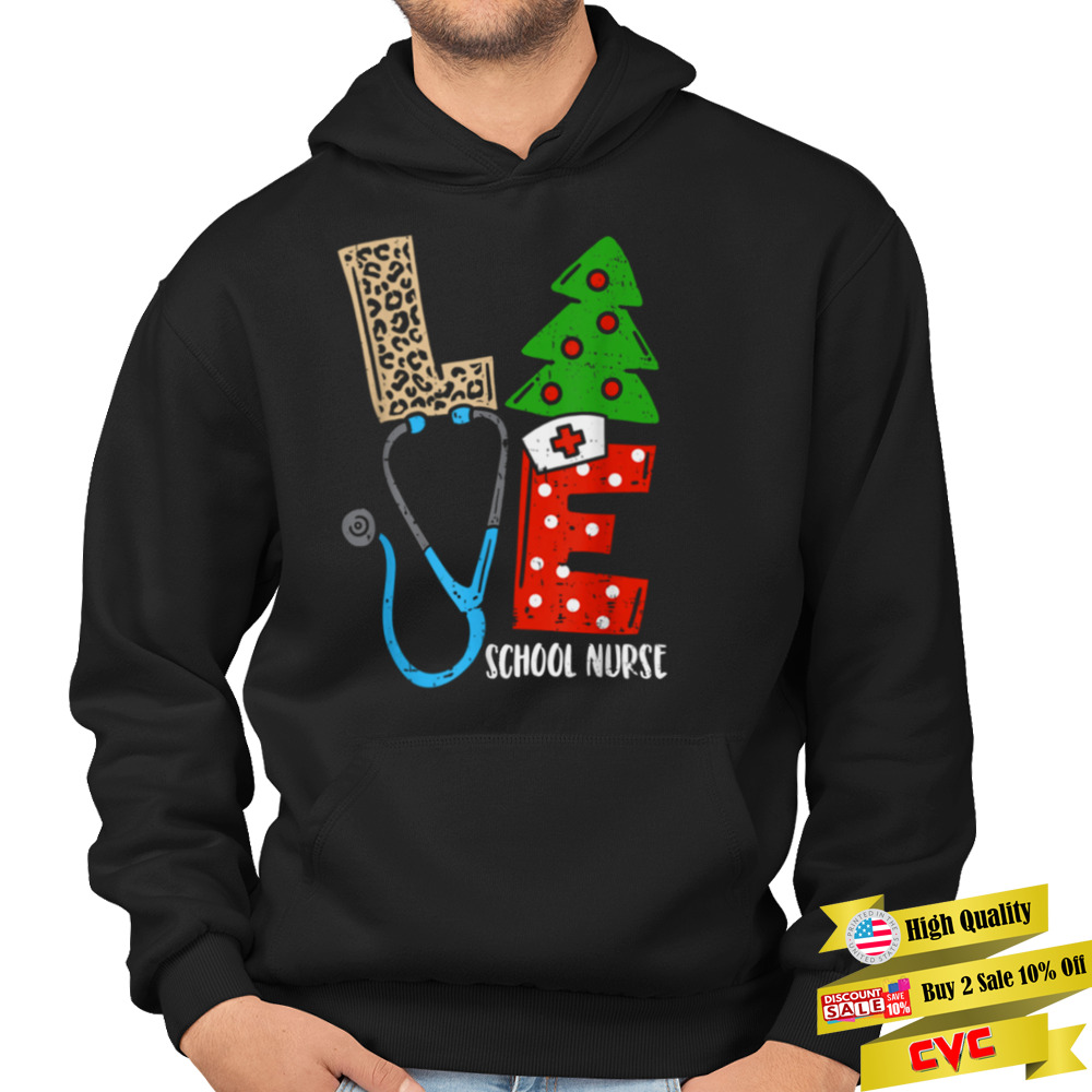 Love Stethoscope Snowflake School Nurse Christmas Scrub Xmas Shirt 4 Hoodie