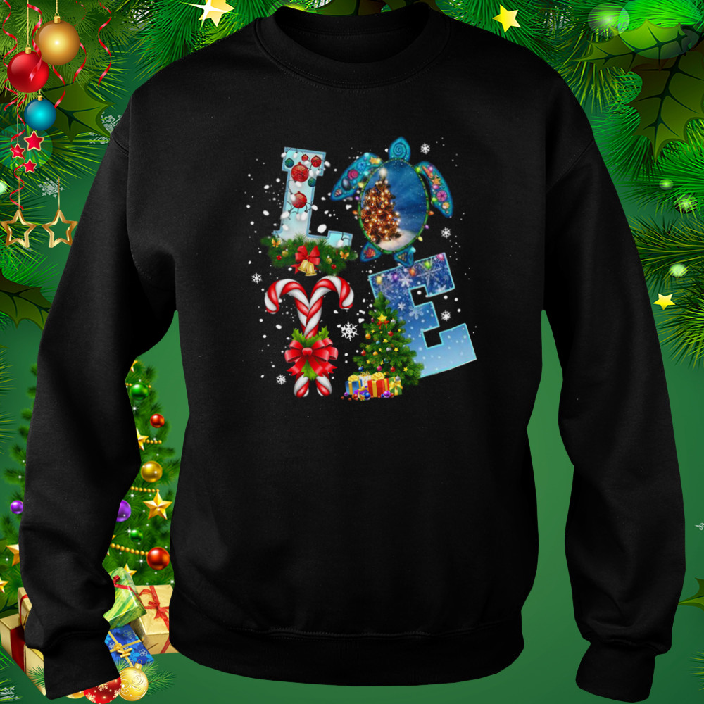 Love Turtle Merry Christmas Tree Gift Light shirt 4 Sweat tshirt