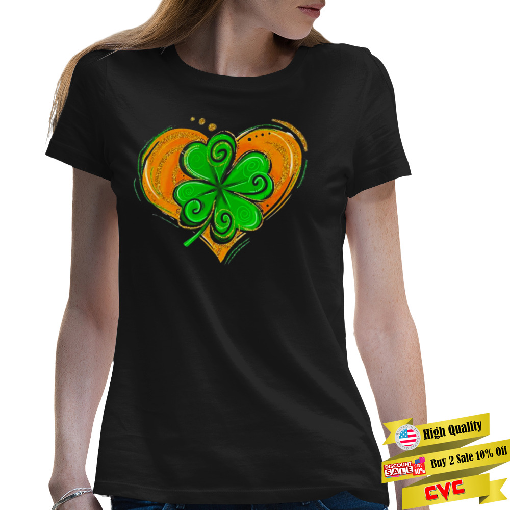 Lucky shamrock heart love irish clover St.Patrick’s day shamrock shirt 2 Premium Ladies Tee