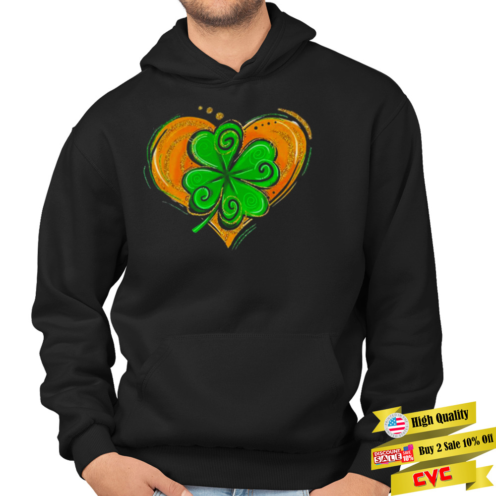 Lucky shamrock heart love irish clover St.Patrick’s day shamrock shirt 4 Hoodie