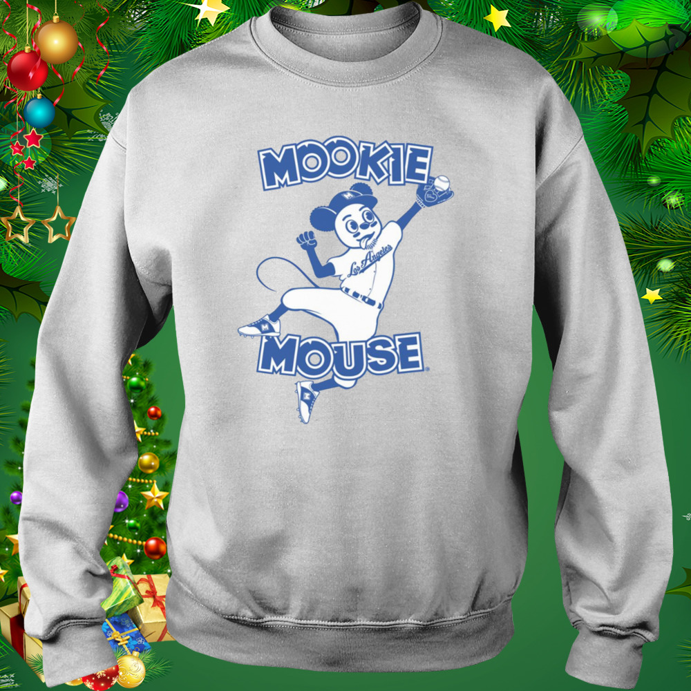 Mookie Mouse Fly Catch Baseball Blue Dodgers Baseball shirt 4 Sweat shirt