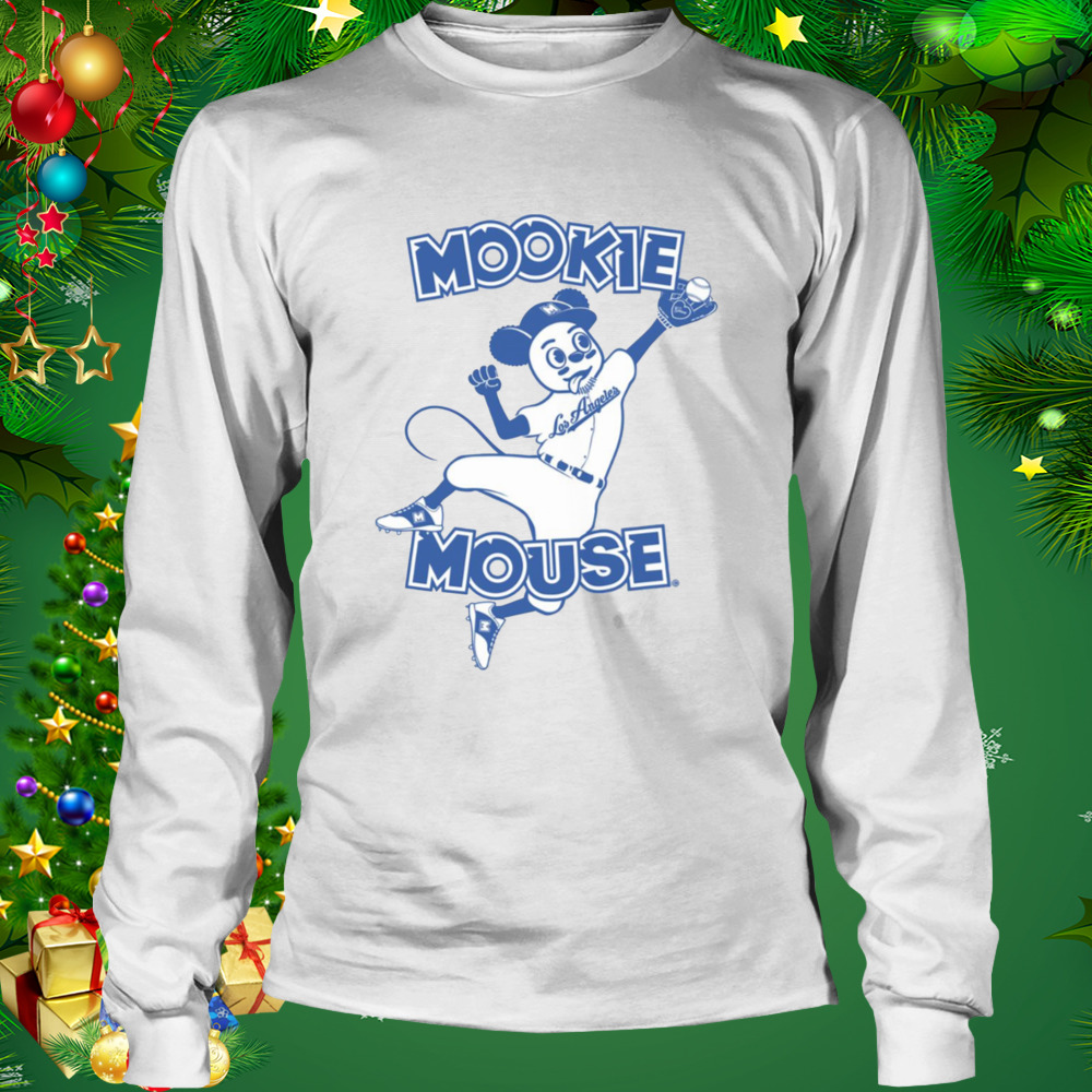 Mookie Mouse Fly Catch Baseball Blue Dodgers Baseball shirt 3 Longsleeve shirt