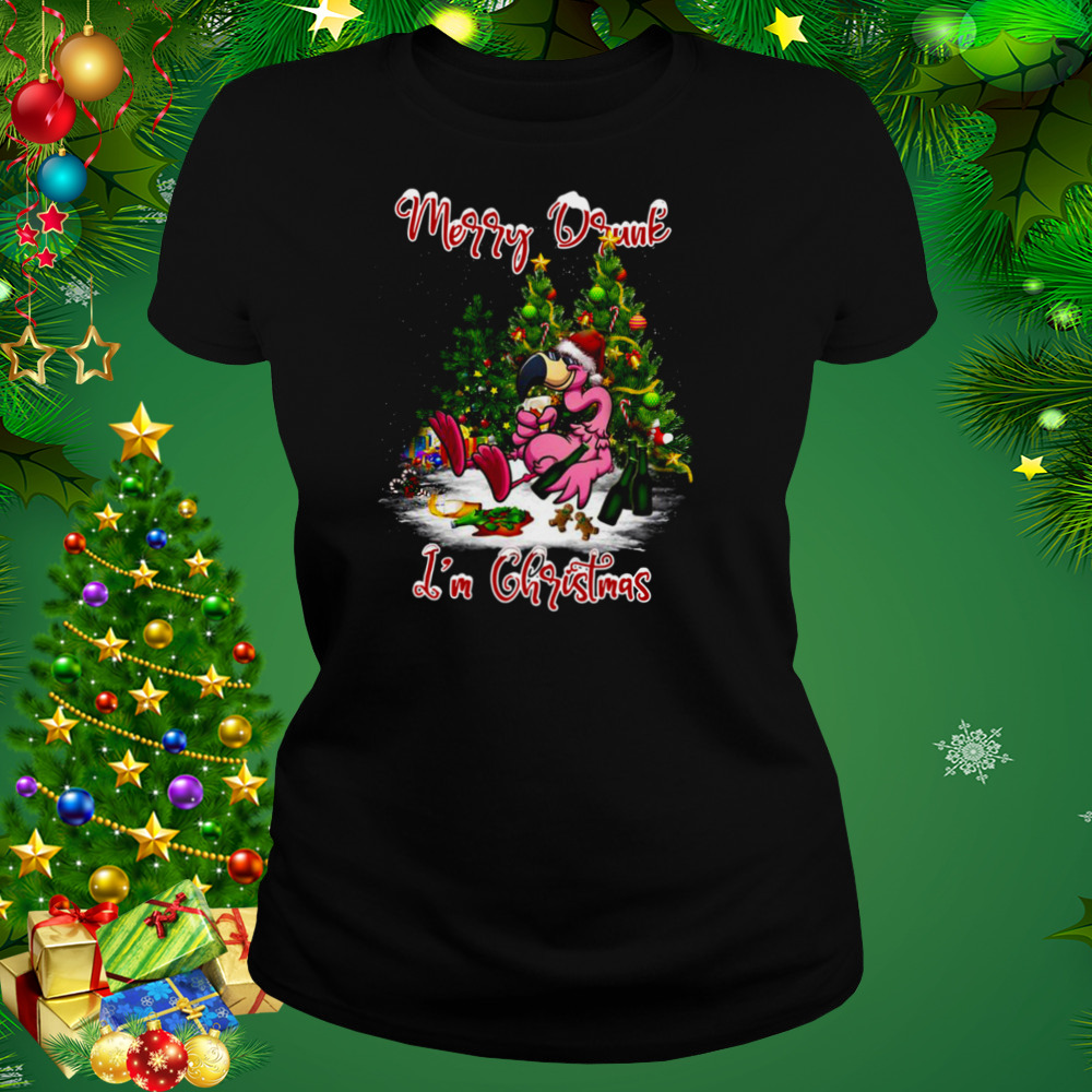 Santa Flamingo Merry Drunk I’m Christmas Tree Gift shirt 2 Women's tshirt