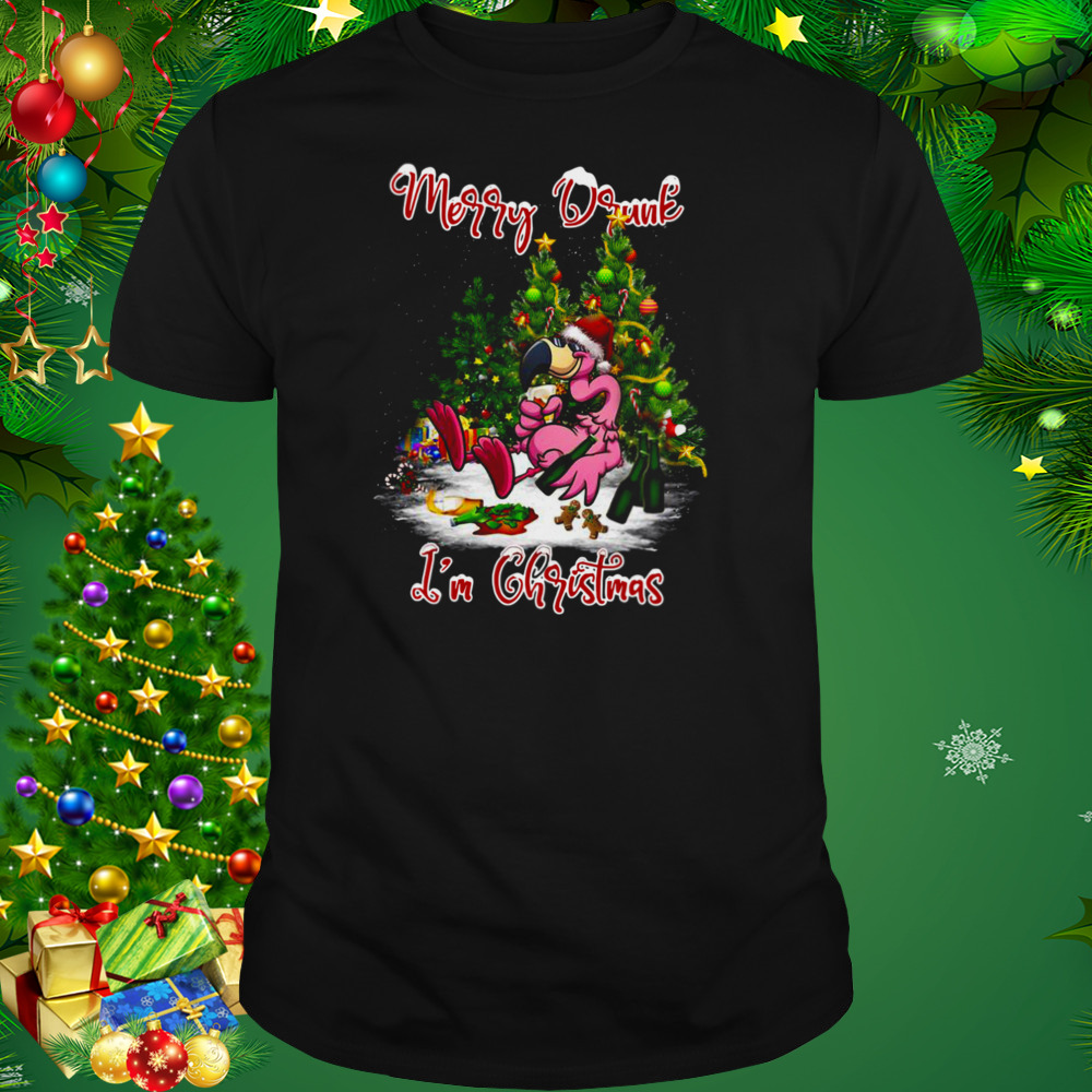 Santa Flamingo Merry Drunk I’m Christmas Tree Gift shirt 1 Unisex tshirt
