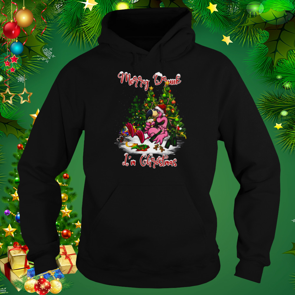 Santa Flamingo Merry Drunk I’m Christmas Tree Gift shirt 5 Hoodie tshirt