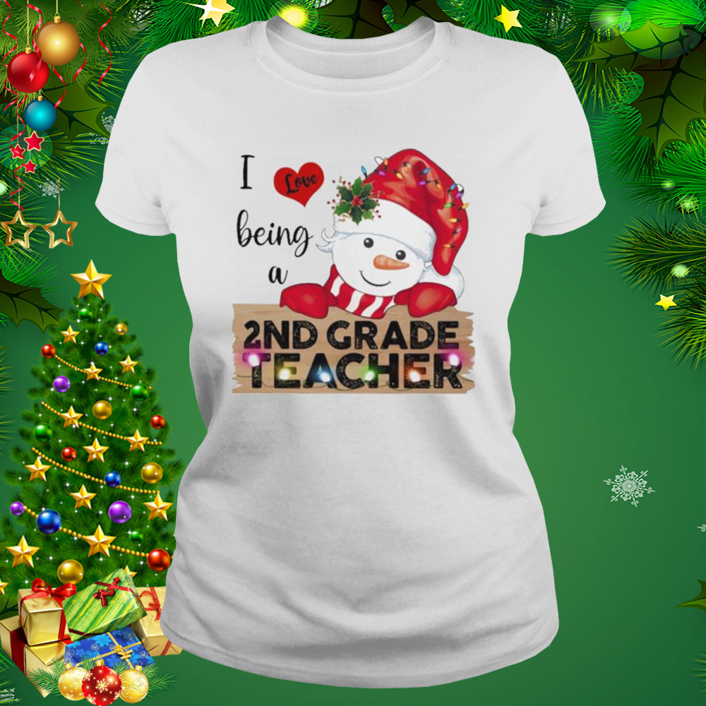 Santa Snowman I love being a 2nd Grade Teacher Merry Christmas 2022 shirt 2 Women's shirt