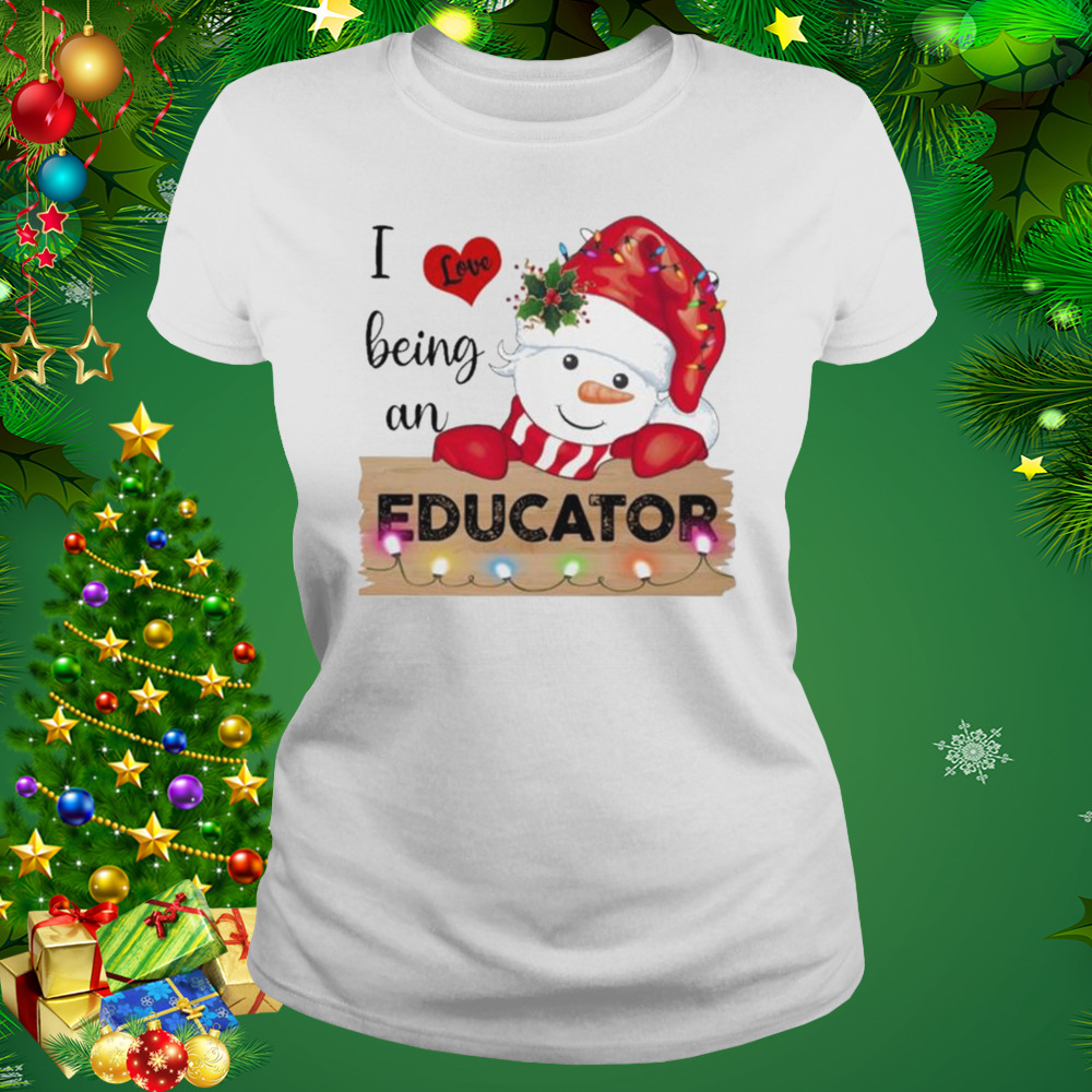 Santa Snowman I love being a Educator Merry Christmas 2022 shirt 2 Women's shirt