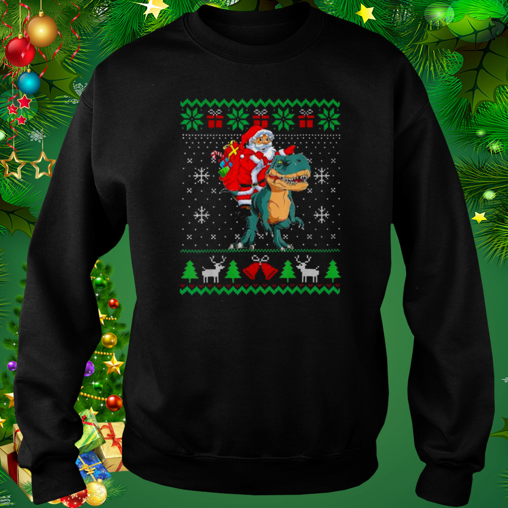 Santa riding dinosaur t rex dinosaur Christmas ugly shirt 4 Sweat tshirt