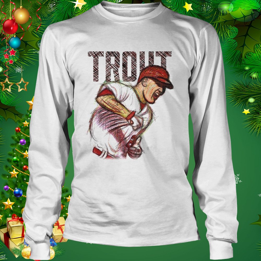 Sketch Art Mike Trout Fist Baseball shirt 3 Longsleeve shirt