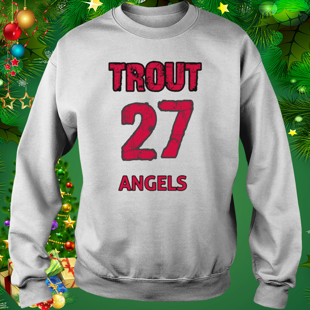 The 27 Angels Mike Trout Red Text Baseball shirt 4 Sweat shirt