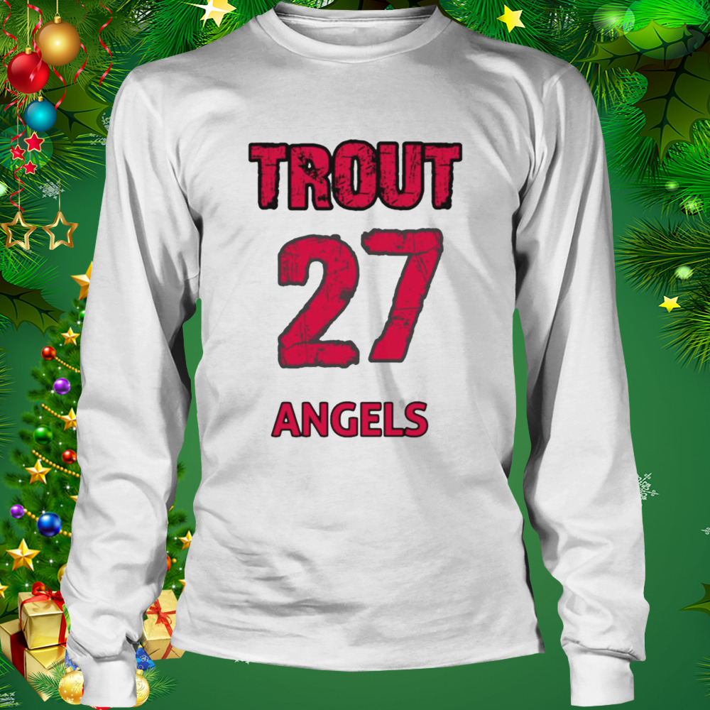 The 27 Angels Mike Trout Red Text Baseball shirt 3 Longsleeve shirt