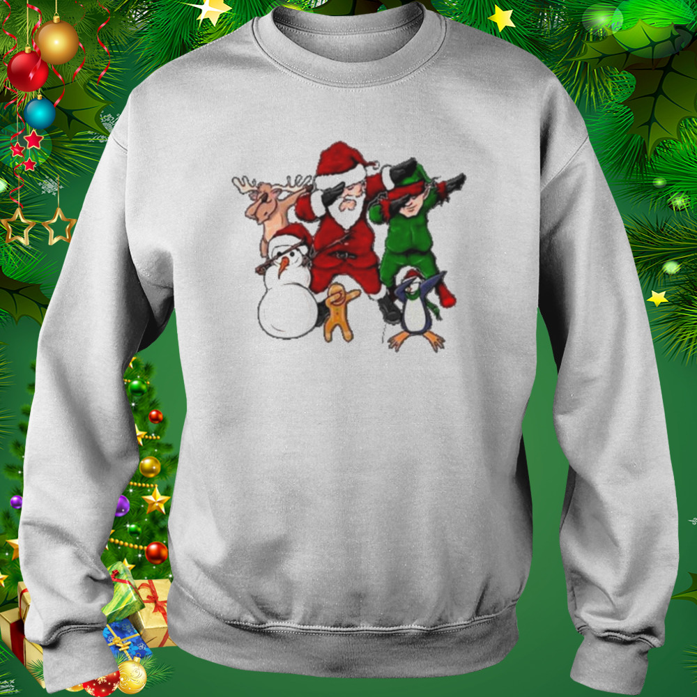 christmas dabbing Santa Elf and Xmas friends shirt 4 Sweat shirt