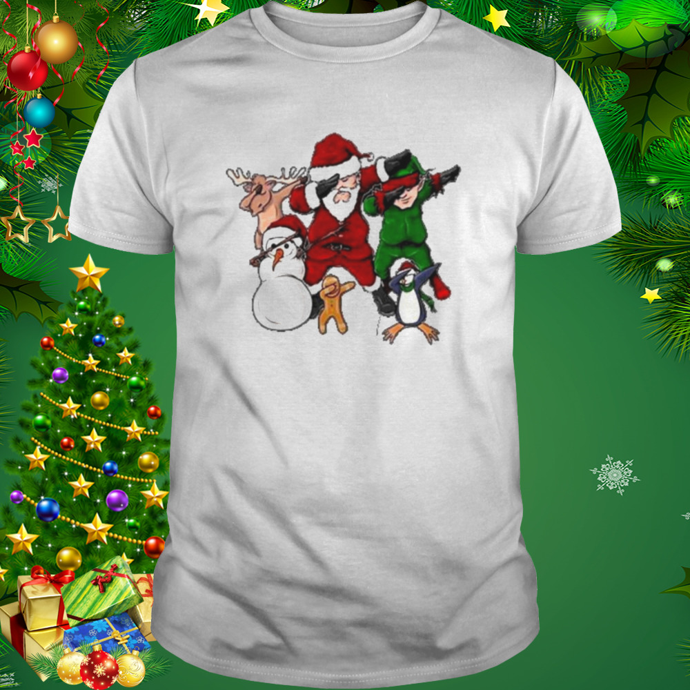 christmas dabbing Santa Elf and Xmas friends shirt 1 Unisex shirt
