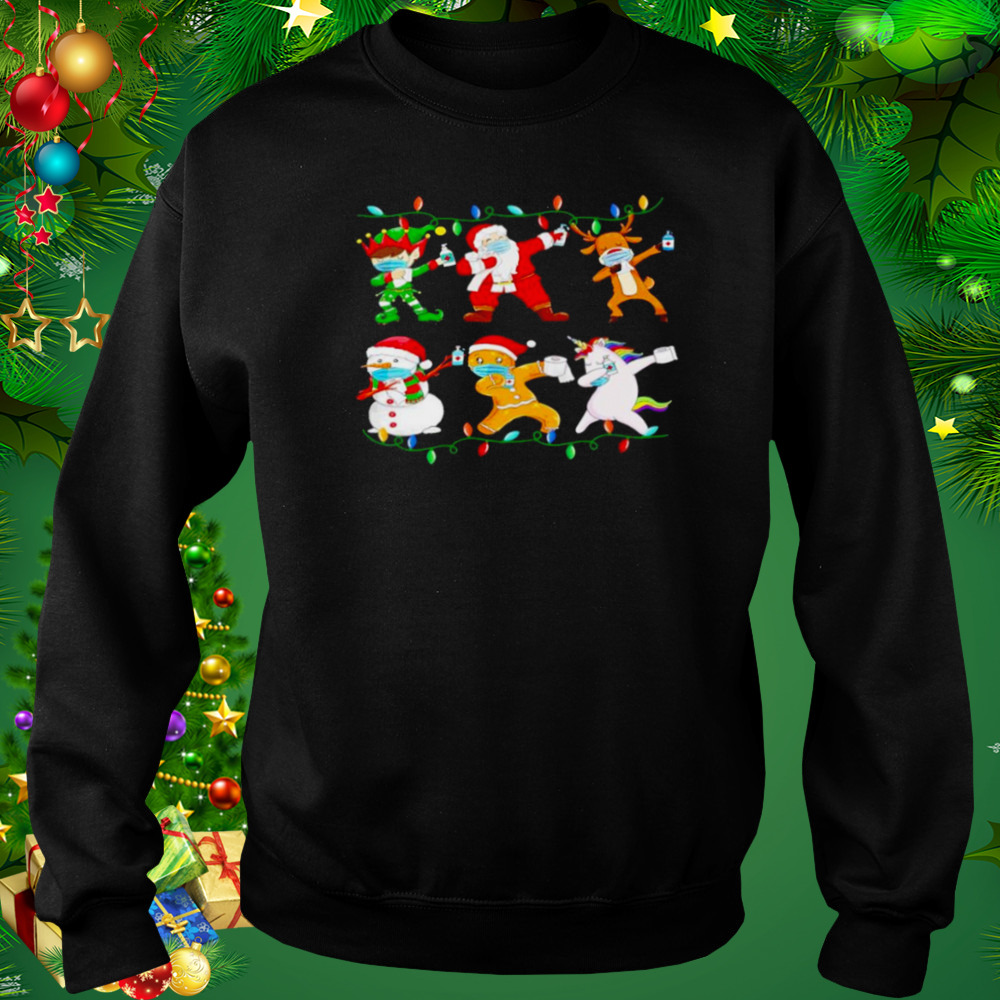 christmas dabbing Santa Elf friends Christmas lights shirt 4 Sweat tshirt