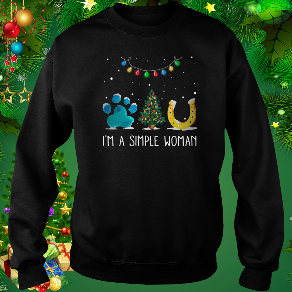 I’m A Simple Woman Paw Dog Tree Christmas Horseshoe Shirt 4 Sweat tshirt