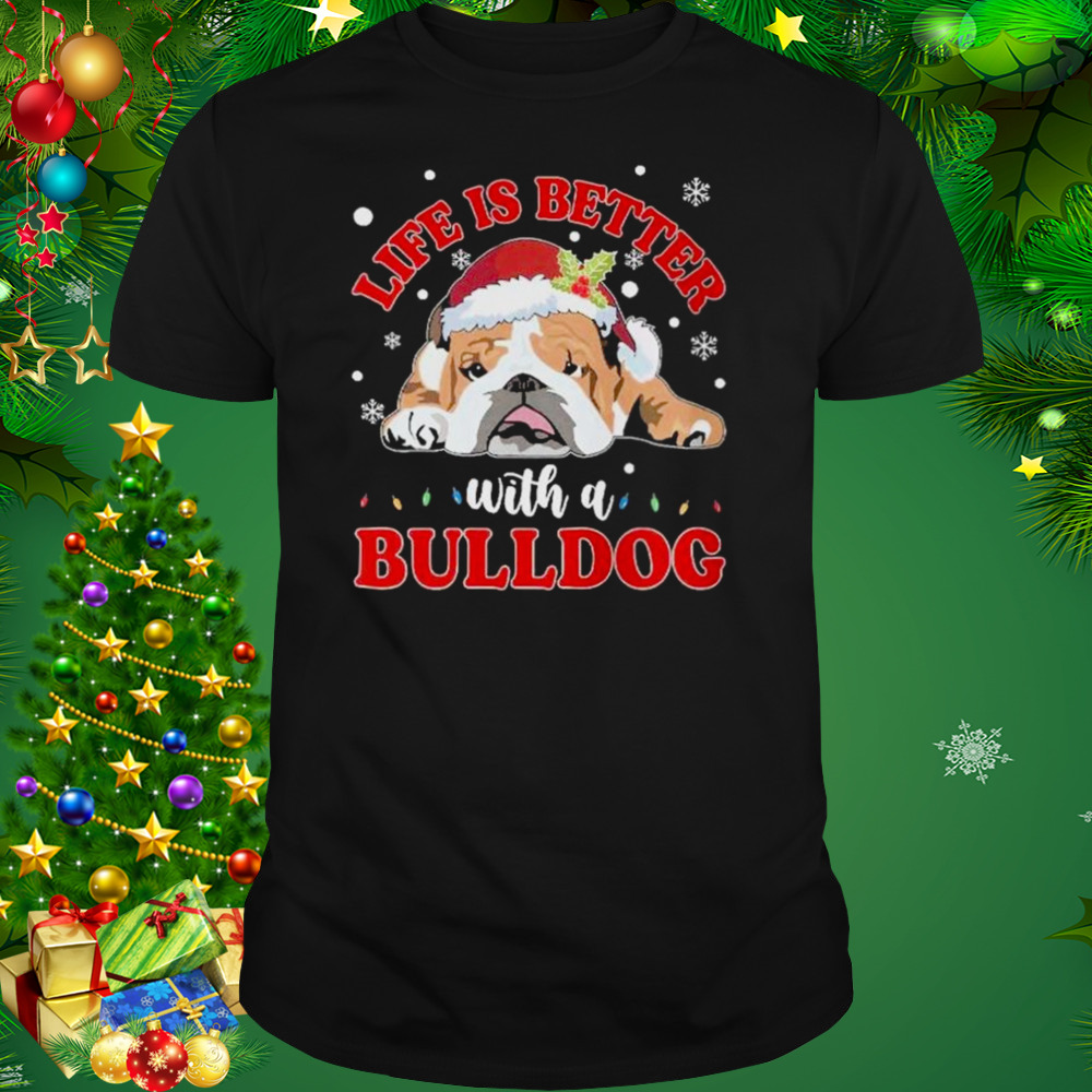 Life is better with a Bulldogs Merry Christmas light shirt 1 Unisex tshirt