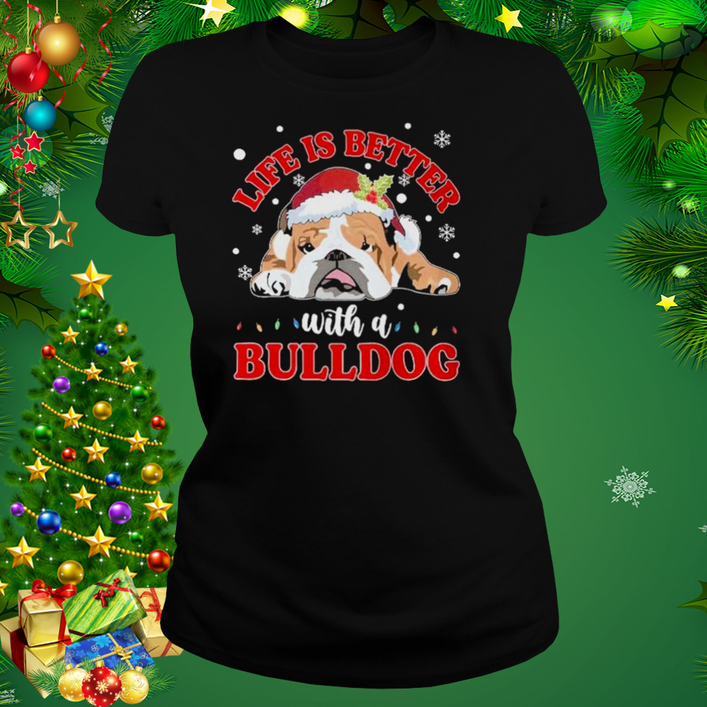 Life is better with a Bulldogs Merry Christmas light shirt 2 Women's tshirt