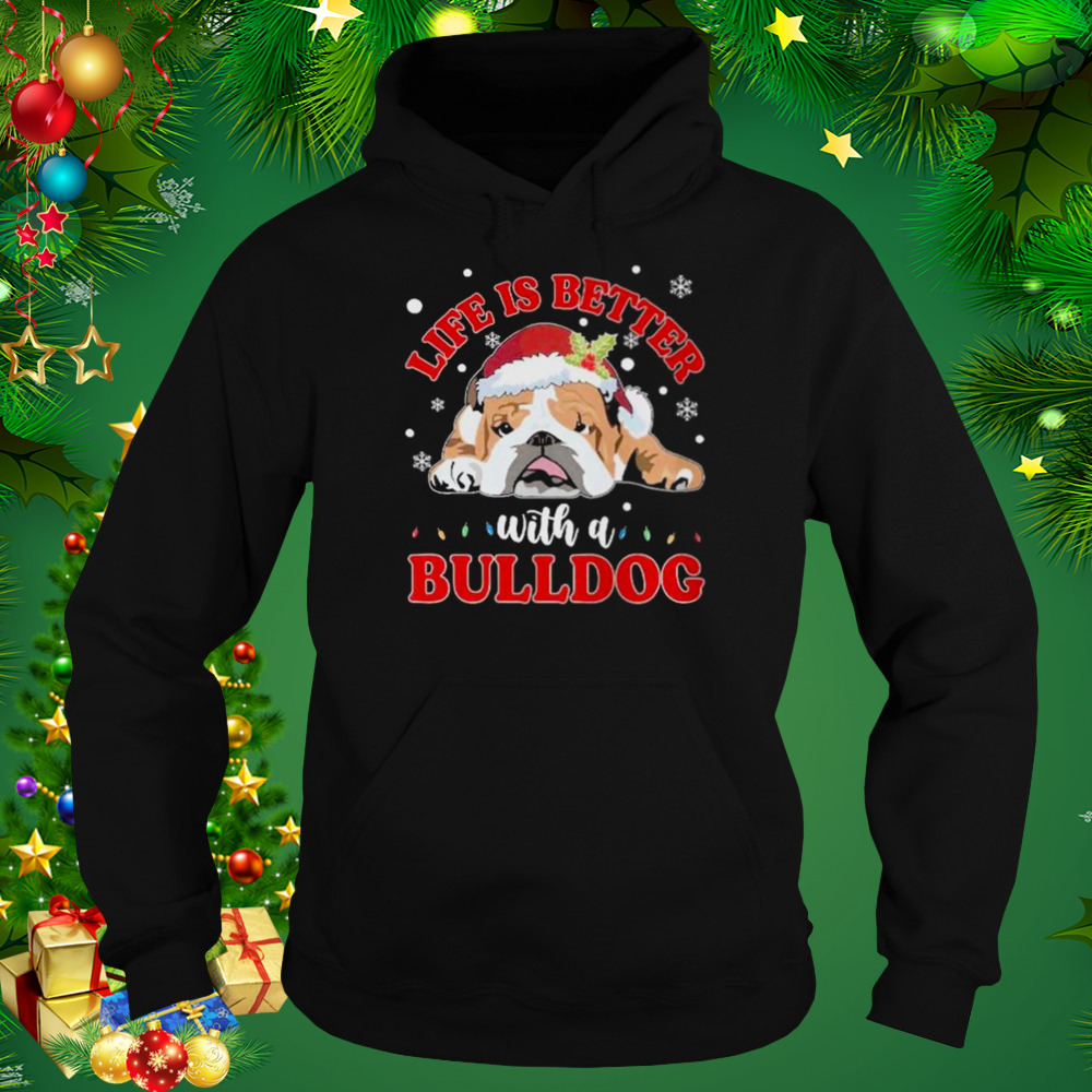 Life is better with a Bulldogs Merry Christmas light shirt 5 Hoodie tshirt
