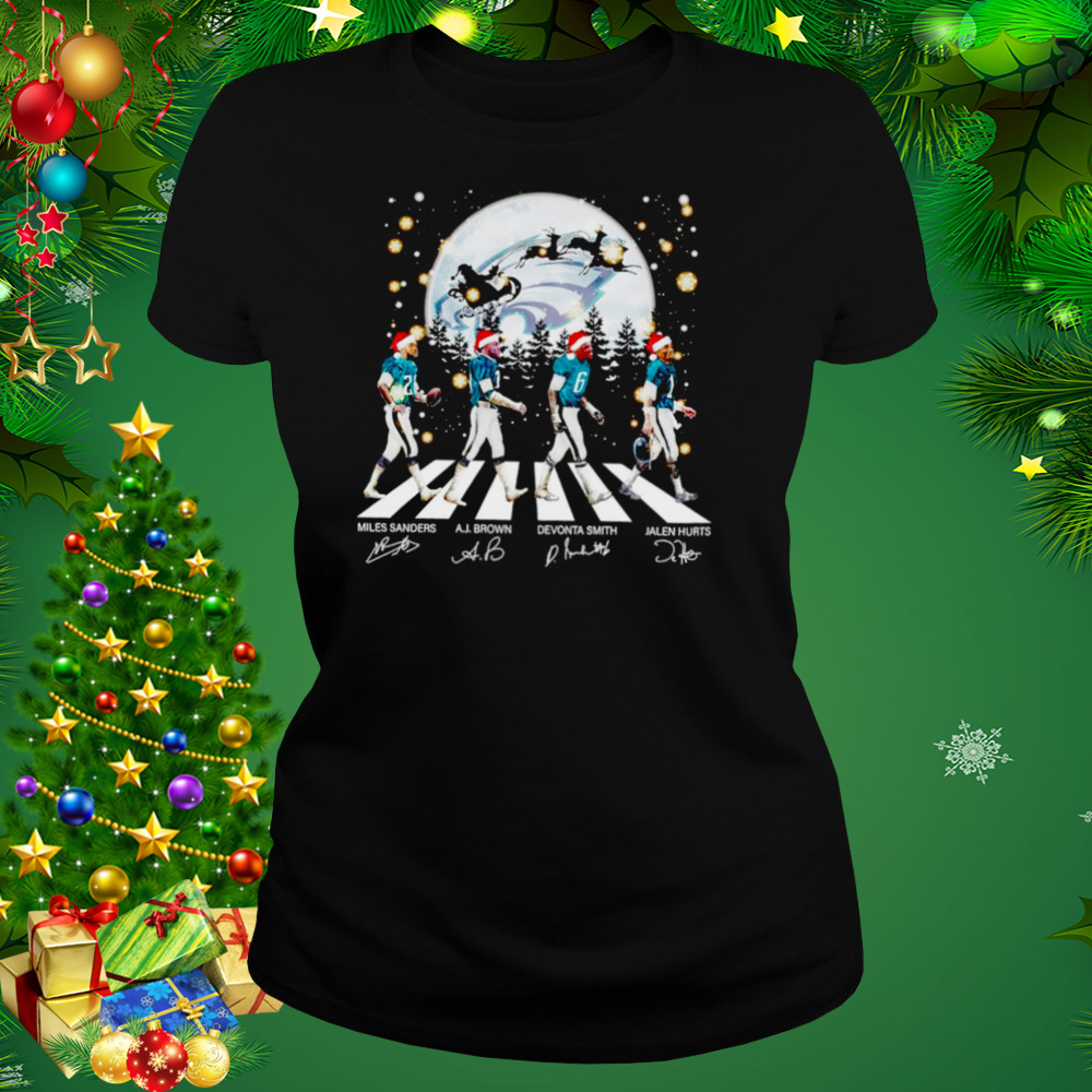 Philadelphia Eagles abbey road Christmas signatures shirt 2 Women's tshirt