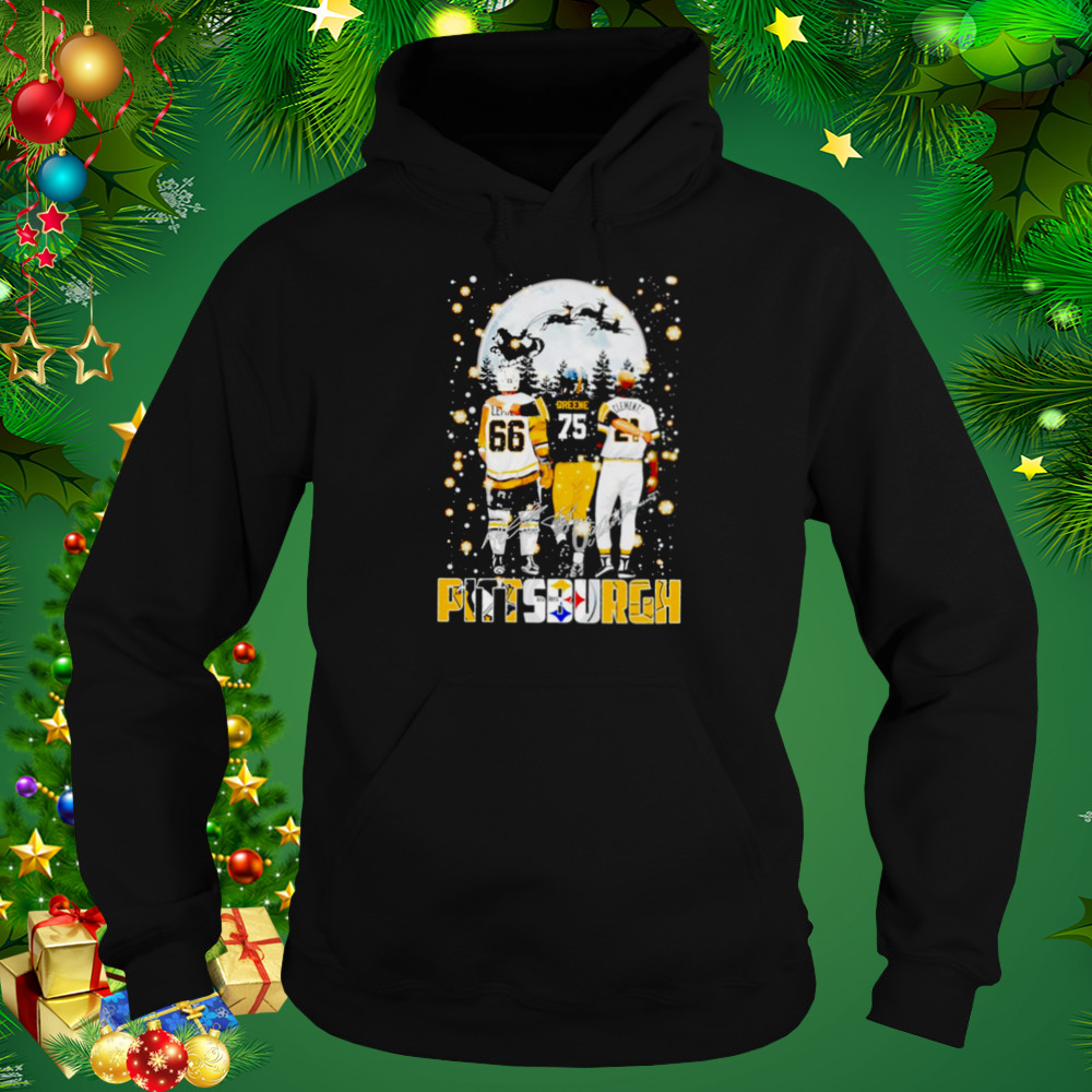 Pittsburgh sports teams Mario Lemieux Joe Greene and Roberto Clemente Christmas signatures shirt 5 Hoodie tshirt