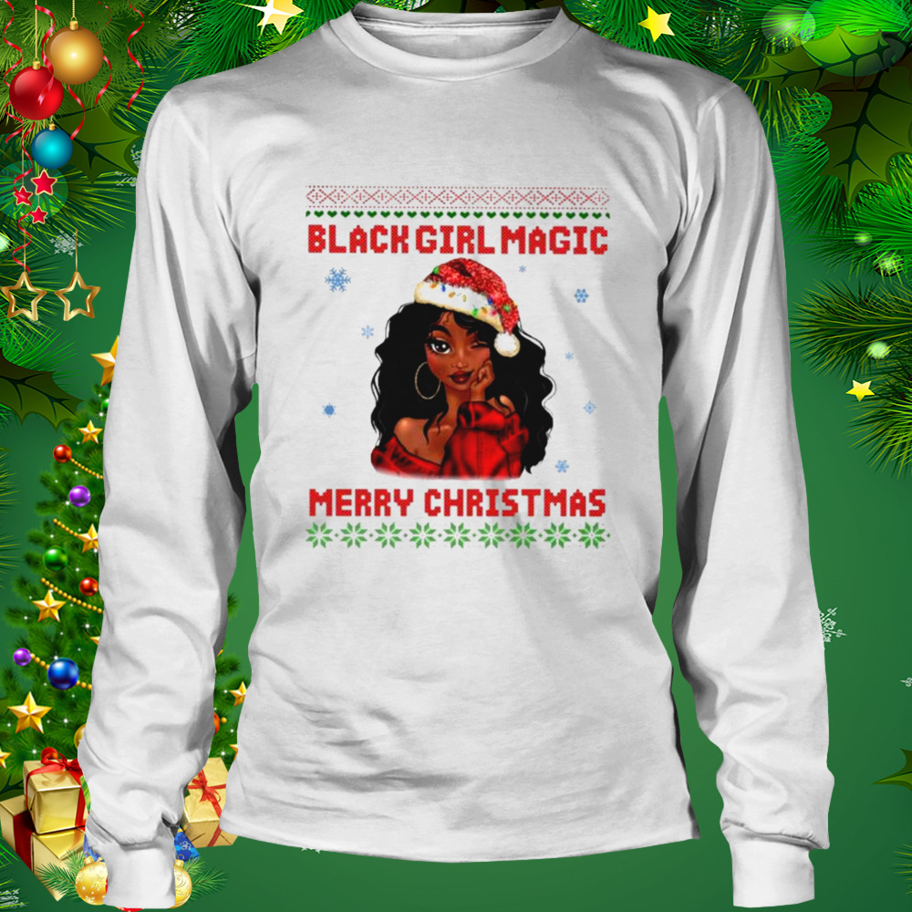 Santa Black Girl Magic Merry Christmas ugly shirt 3 Longsleeve shirt