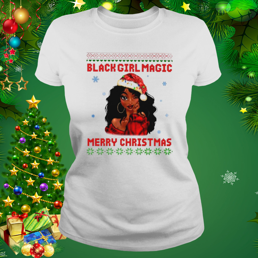 Santa Black Girl Magic Merry Christmas ugly shirt 2 Women's shirt