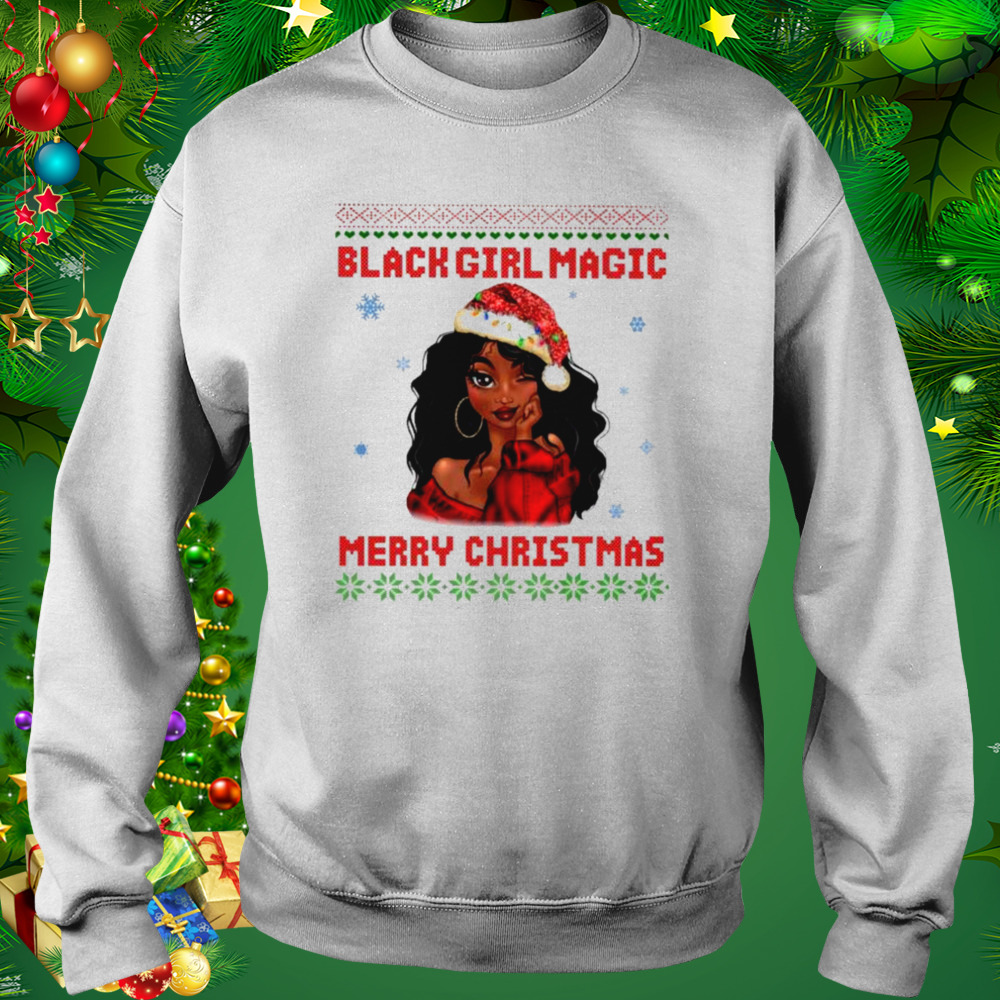 Santa Black Girl Magic Merry Christmas ugly shirt 4 Sweat shirt