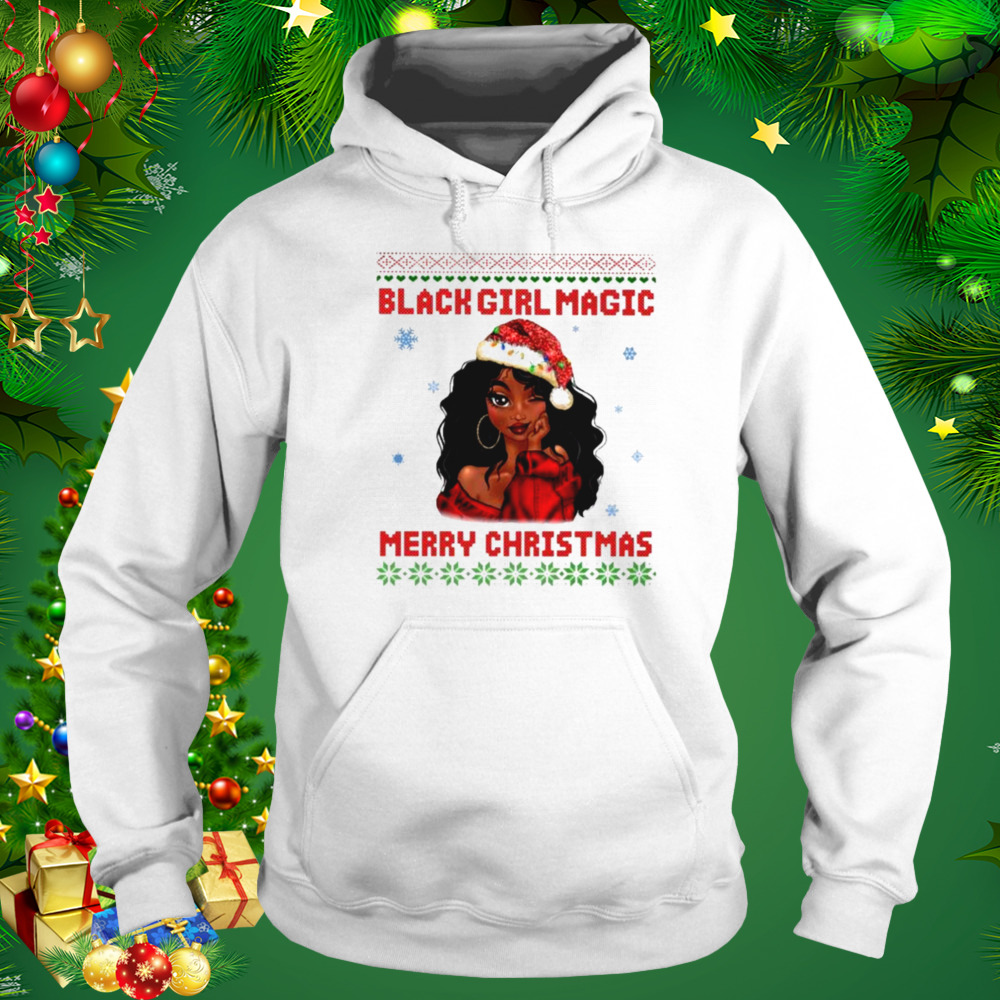 Santa Black Girl Magic Merry Christmas ugly shirt 5 Hoodie shirt