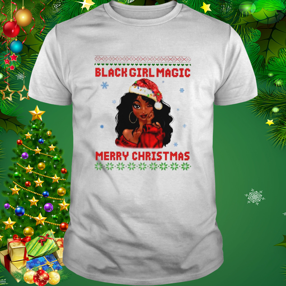 Santa Black Girl Magic Merry Christmas ugly shirt