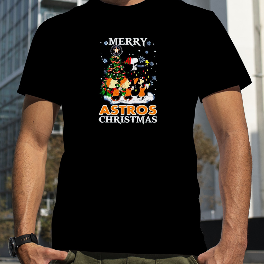 Snoopy And Woodstock Houston Astros Merry Christmas Shirt - Freedomdesign