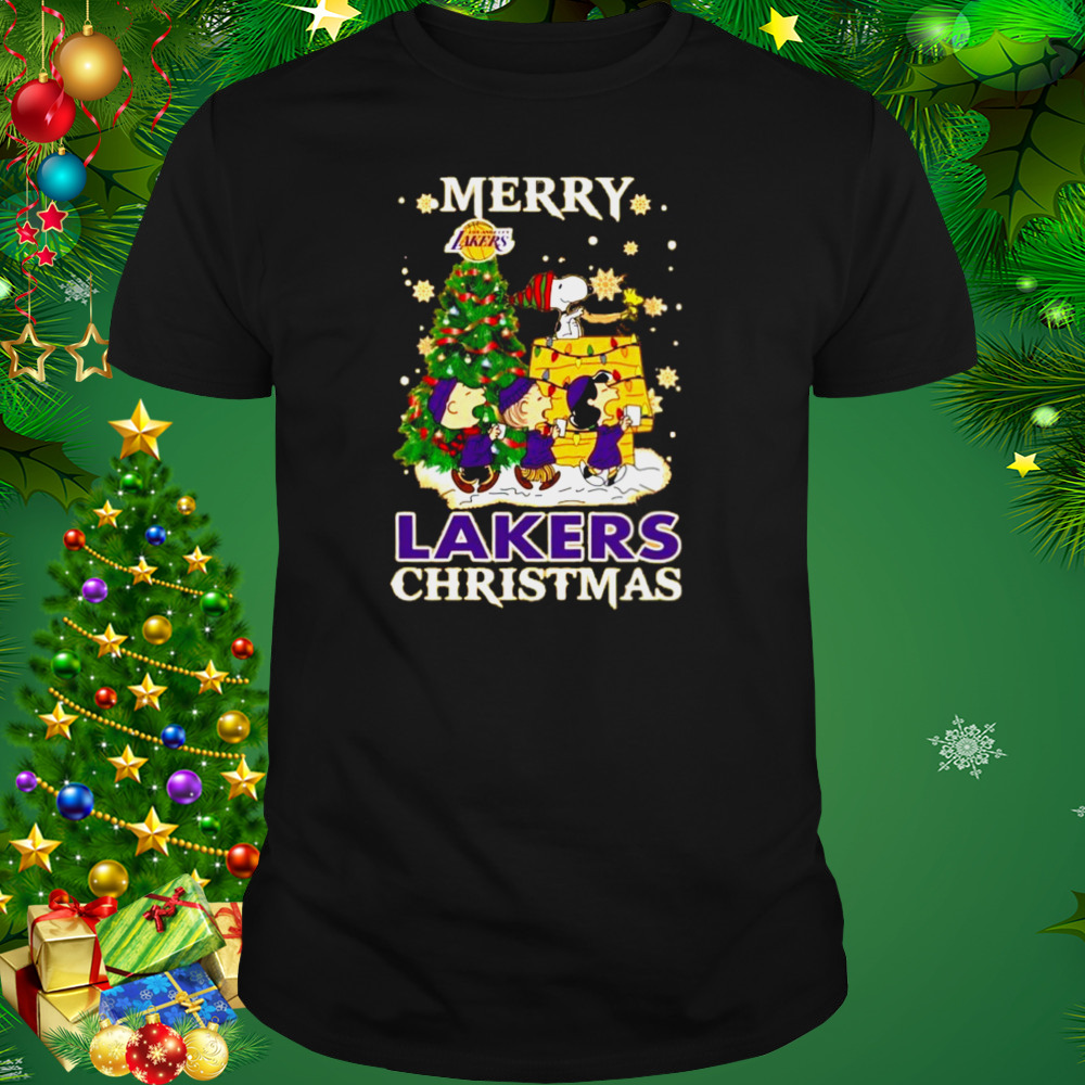 Snoopy and Friends Merry Los Angeles Lakers Christmas shirt 1 Unisex tshirt